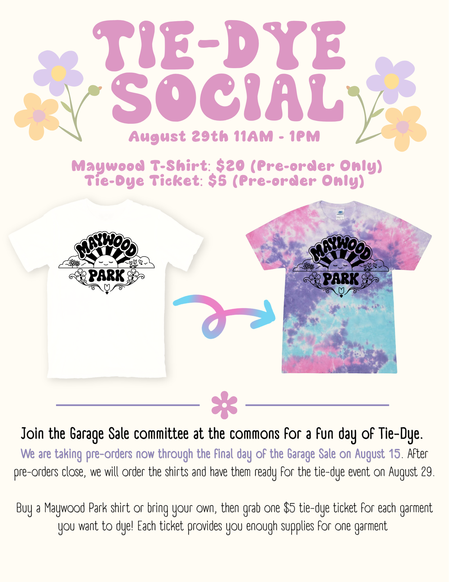 Maywood Park Tie-Dye Social Pre-Order (Ticket Only)