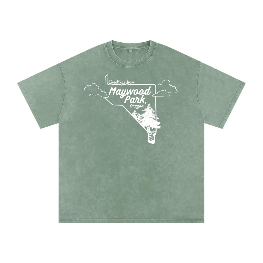 Greetings from Maywood Park - Acid Wash Heavyweight Tee