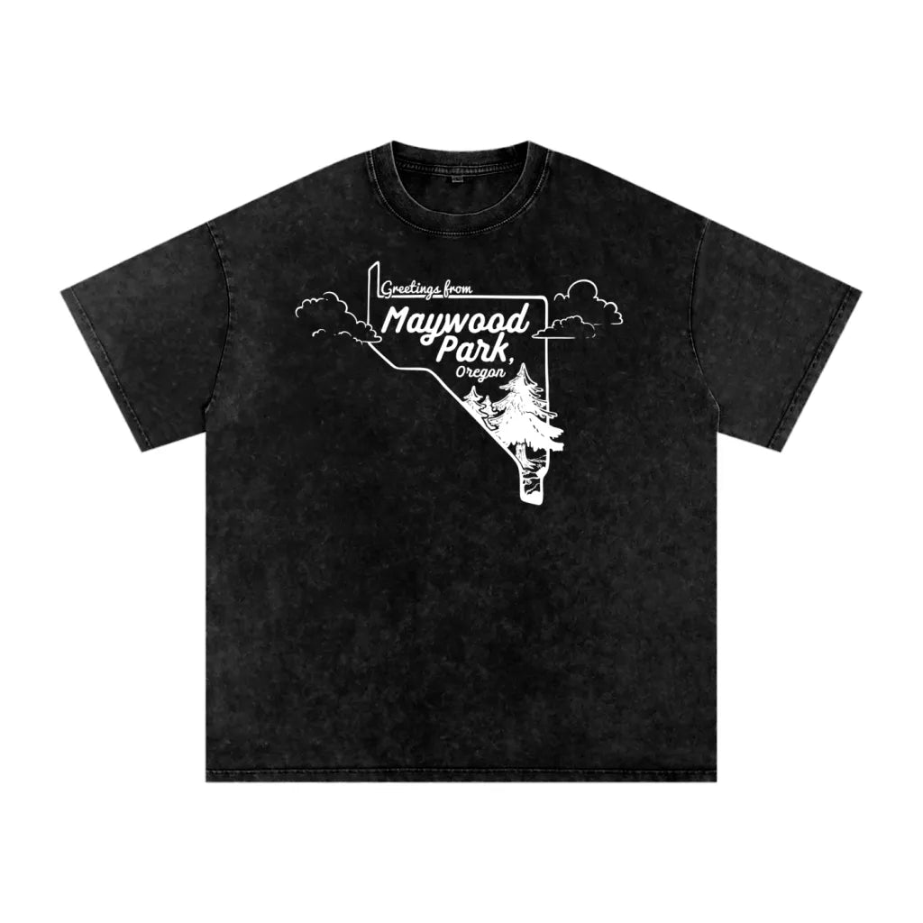 Greetings from Maywood Park - Acid Wash Heavyweight Tee