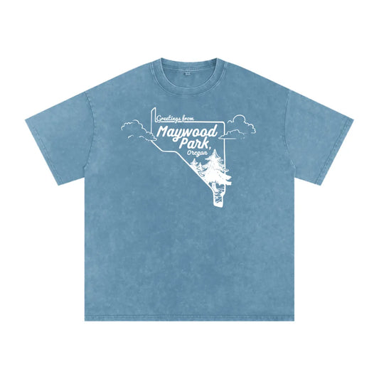Greetings from Maywood Park - Acid Wash Heavyweight Tee
