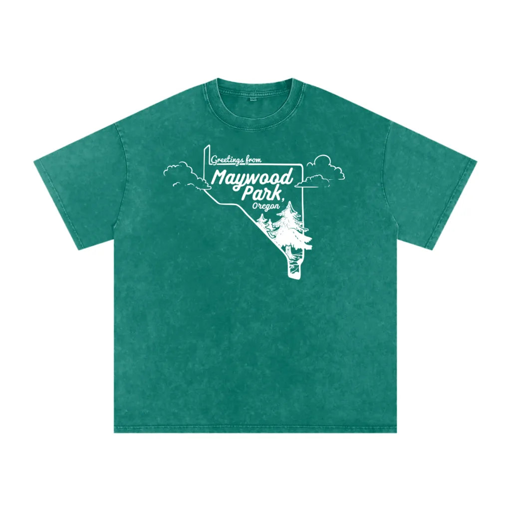 Greetings from Maywood Park - Acid Wash Heavyweight Tee