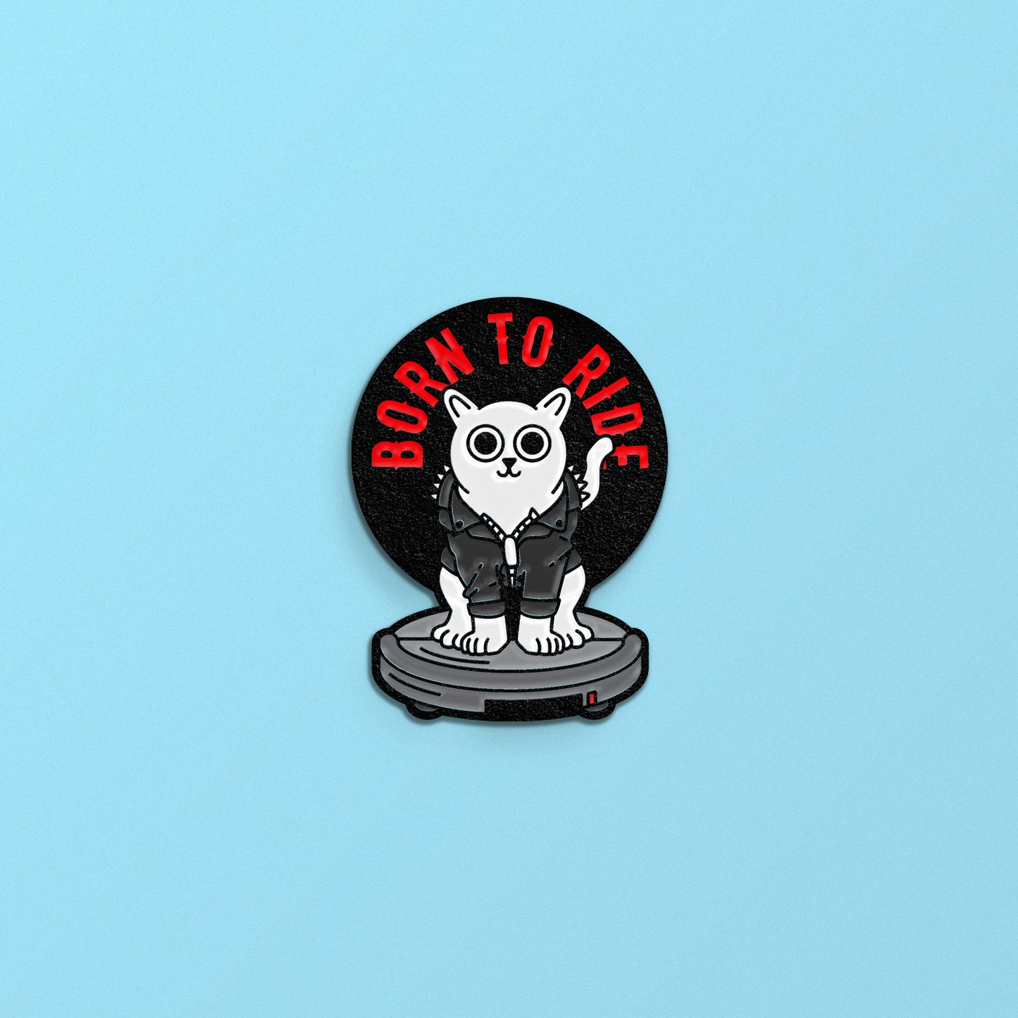 Roomba Cat Enamel Pin - Born to Ride