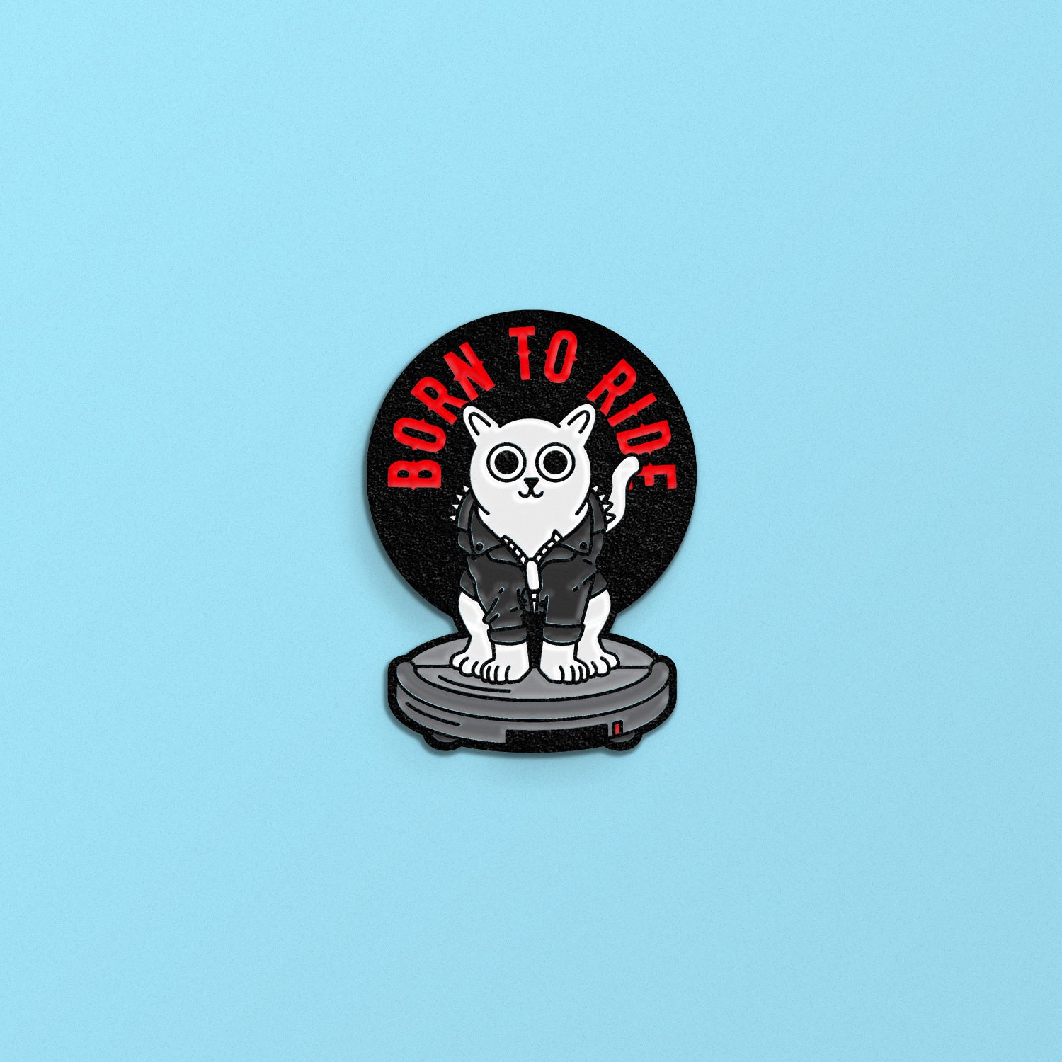 Roomba Cat Enamel Pin - Born to Ride