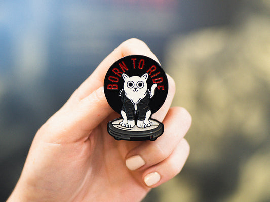 Roomba Cat Enamel Pin - Born to Ride